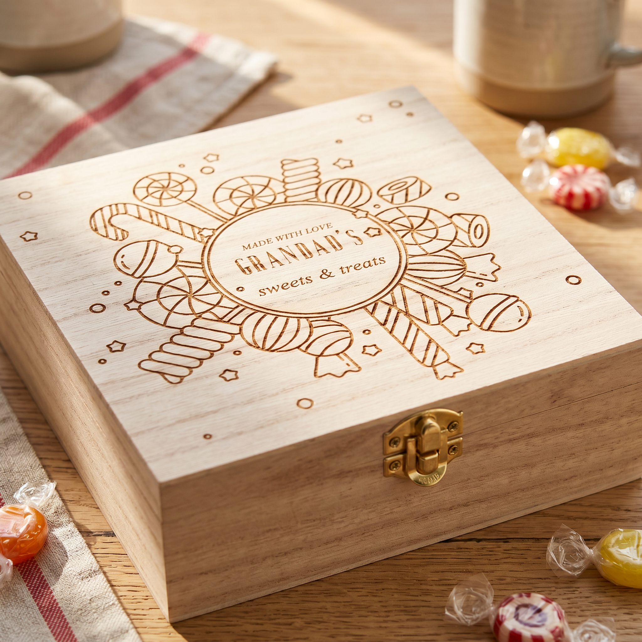Personalised Wooden Gift Box – Custom Engraved Candy Storage Keepsake Personalised Gifts ukgiftstoreonline