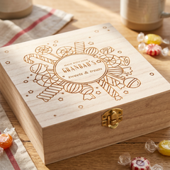 Personalised Wooden Gift Box – Custom Engraved Candy Storage Keepsake Personalised Gifts ukgiftstoreonline