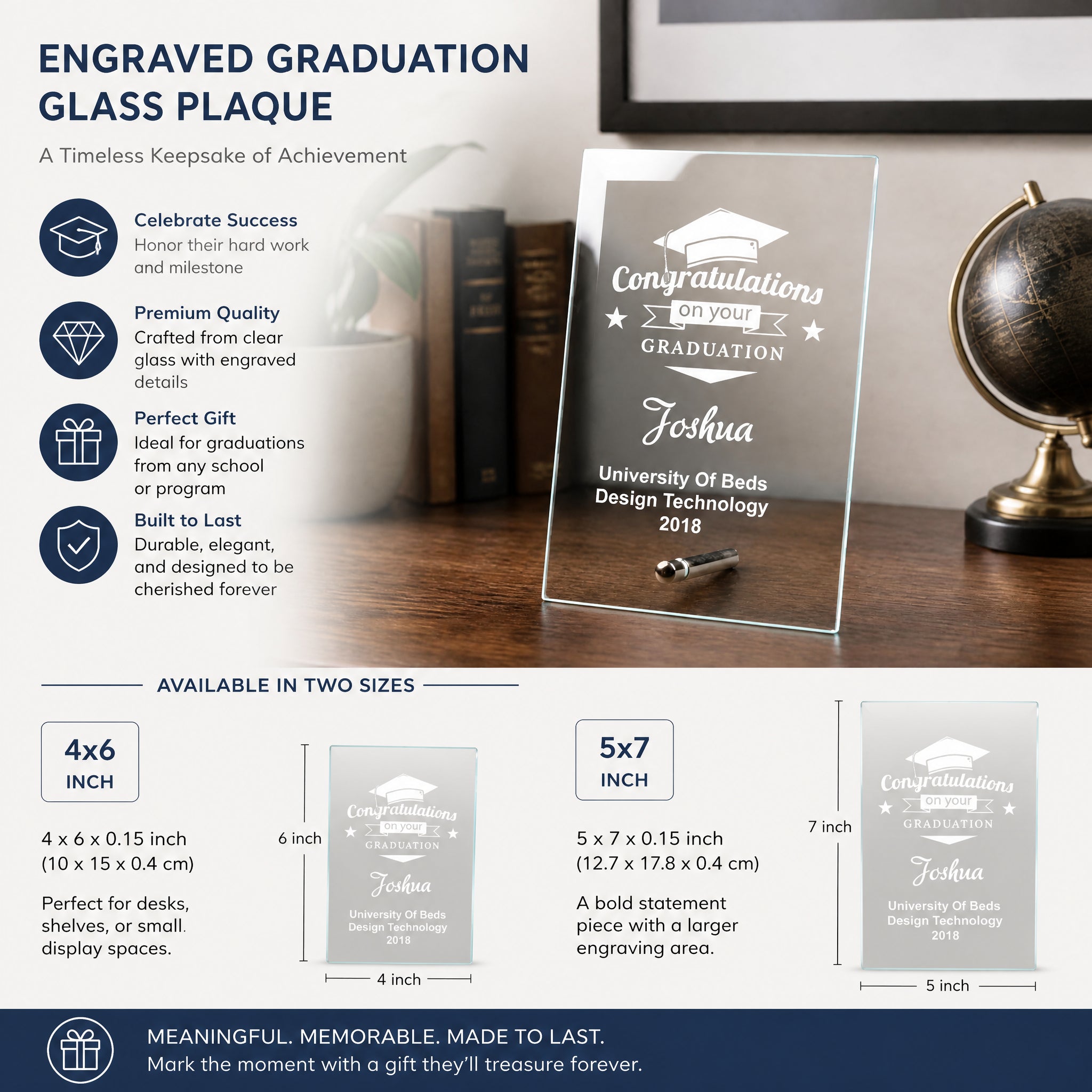 Personalised Congratulations On Your Graduation Gift Glass Plaque Personalised Crystal Glass ukgiftstoreonline