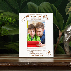 Personalised Nephew White Engraved Wooden Photo Frame Gift Photo Frame ukgiftstoreonline