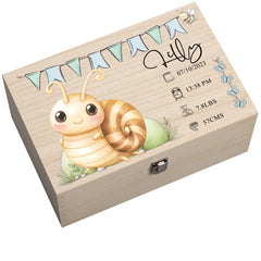 Personalised Wooden Baby Memory Keepsake Box With Cute Animals