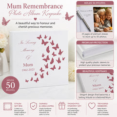 Personalised Mum In Loving Memory Butterflies Design Photo Album Mum Photo Album ukgiftstoreonline