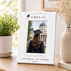 Personalised White Wooden Engraved Graduation Photo Frame Gift For University Graduate ukgiftstoreonline