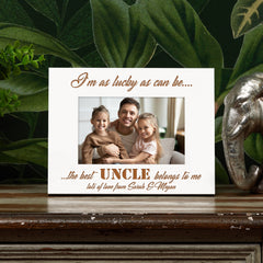 Personalised Uncle Photo Frame Gift White Wood Finish