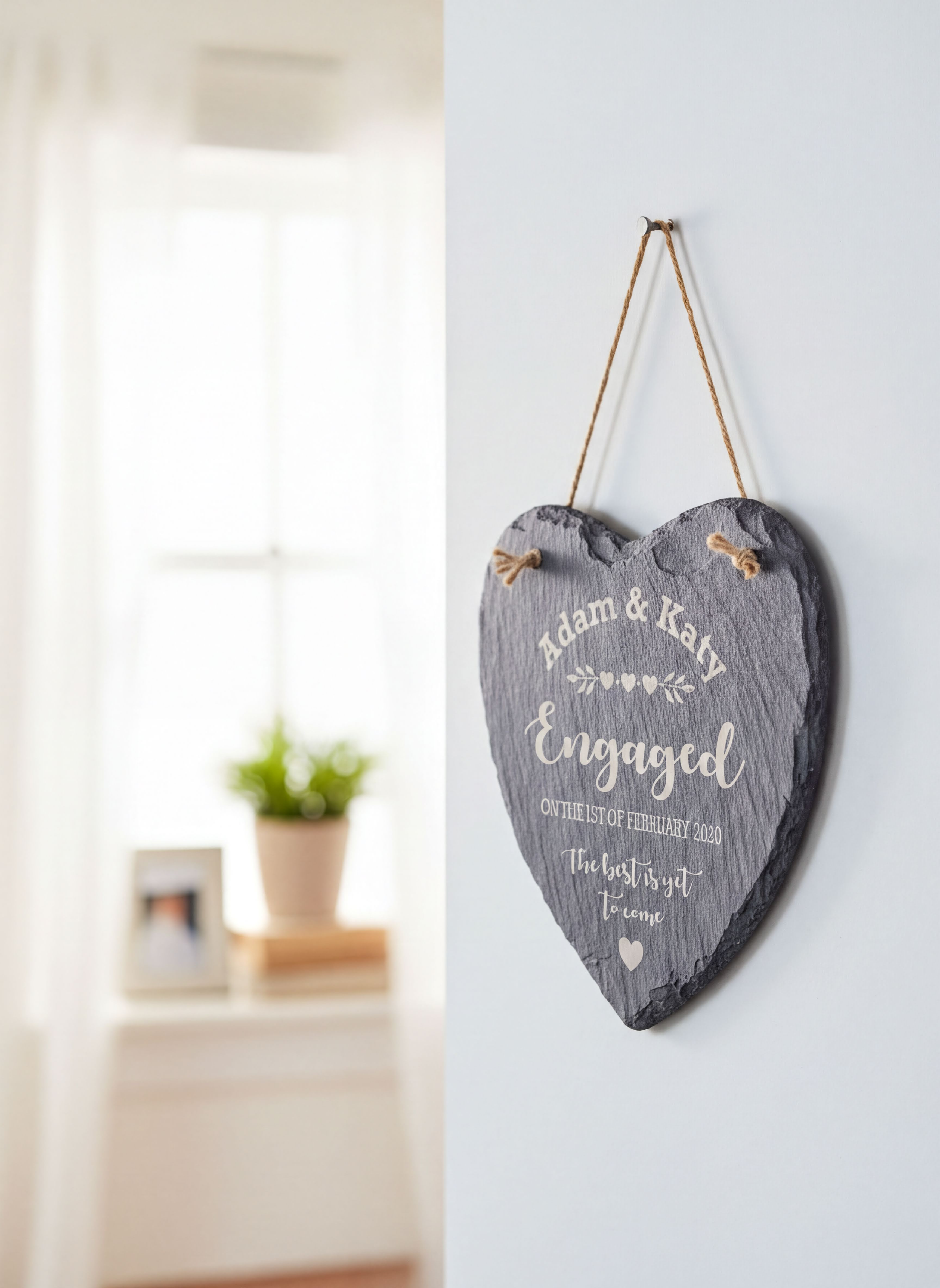 Engagement Gift Personalised Engraved Slate Heart Stone Personalised Engagement Gift ukgiftstoreonline