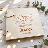 Personalised Birthday Guest Book - Custom Scrapbook Album With Wooden Cover Guest Book ukgiftstoreonline