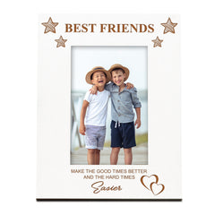 Best Friends White Engraved Wooden Photo Frame Gift