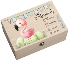 Personalised Wooden Baby Memory Keepsake Box With Cute Animals