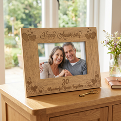 Wooden Photo Frame - 30th Anniversary Oak Wood Frame With Engraving Anniversary Photo Frame ukgiftstoreonline