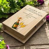 Personalised 1st Anniversary Wooden Keepsake Memory Book Shape Box For Photos etc.