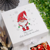 Personalised Baby's First Christmas Keepsake Box With Santa Gnome