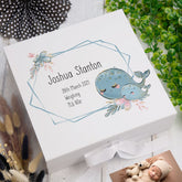 Personalised Baby Keepsake Memory Box Cute Whales UV-818