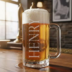 Personalised Engraved Named 540ml Beer Glass Mug Gift for Him