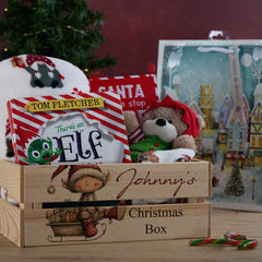 Personalised Christmas Crates With Elves Christmas Box Keepsakes