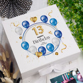 ukgiftstoreonline 13th Birthday Gift Personalised Keepsake Memory Box With Blue Balloons