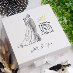 Personalised 50th Anniversary Keepsake Memory Box Married Couple Gift