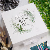 Personalised 40th Birthday Keepsake Box Gift With Botanical Design