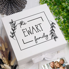 ukgiftstoreonline Personalised Family Name Leaf Design Keepsake Memory Box