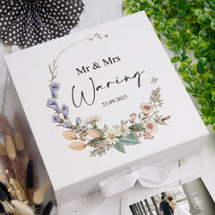 Wedding Day Gift Personalised Keepsake Memory Box With Wildflowers