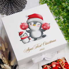 Personalised Christmas Eve Box With a Penguin Design