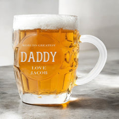 Personalised Engraved Daddy Dimple Beer Mug Glass Gift