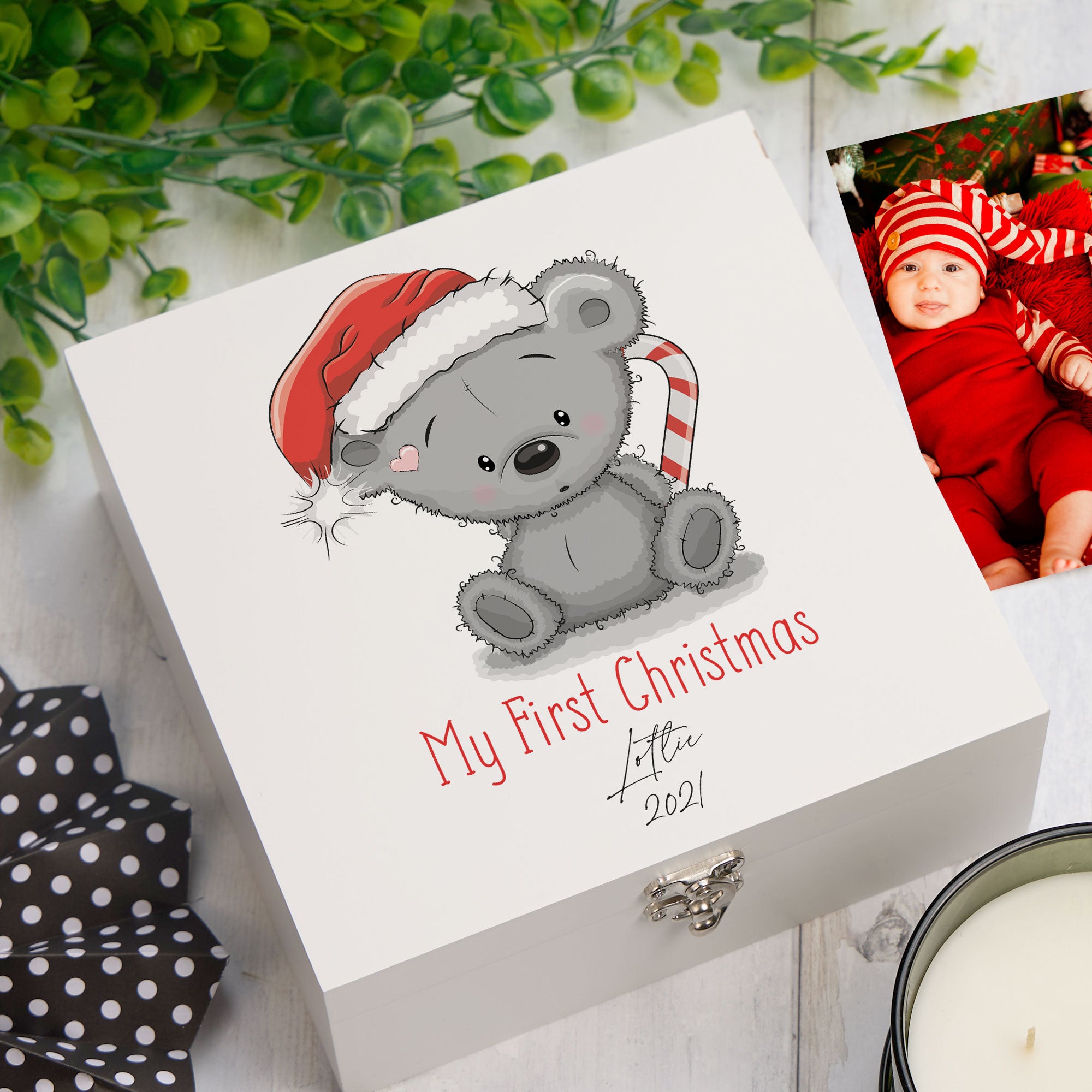 ukgiftstoreonline Personalised My First Christmas Keepsake Memory Box Gift Keepsake Memory Box ukgiftstoreonline