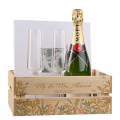 Personalised Leaf Design Wedding Crate, Wooden Crate, Wedding Hamper Decoration