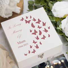 ukgiftstoreonline Personalised Mum In Loving Memory Butterflies Design Keepsake Memory Box Keepsake Memory Box ukgiftstoreonline