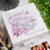Personalised Special Gran Pink and Purple Butterfly Keepsake Memory Box Gift