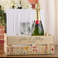 Personalised Wedding Crate, Wooden Wildflower Crate, Wedding Hamper Decor