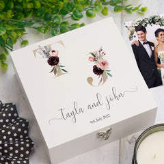 ukgiftstoreonline Personalised Initials Wedding Keepsake Memory Box Keepsake Memory Box ukgiftstoreonline Wood Box Medium