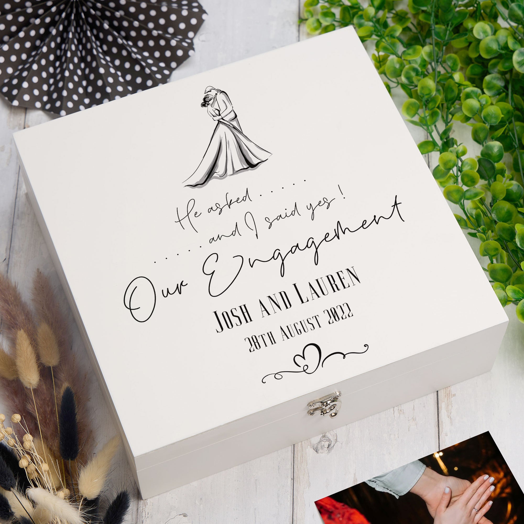 ukgiftstoreonline Personalised He Asked I Said Yes Our Engagement Keepsake Memory Box Gift Keepsake Memory Box ukgiftstoreonline
