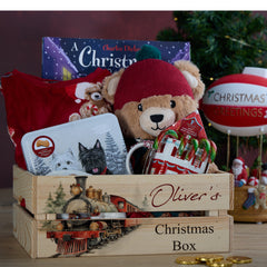 Personalised Christmas Crates With Locomotives Christmas Box Keepsakes