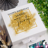 Personalised 30th Birthday Gift Keepsake Memory Box Gold Sparkles Design