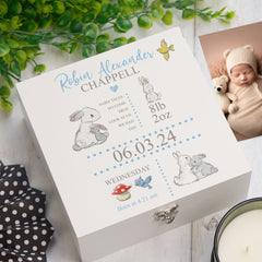 ukgiftstoreonline Personalised Rabbit Baby Boy Keepsake Memory Box Gift