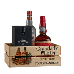 Personalised Whiskey Father's Day Birthday Treat Hamper Wooden Crate Gift storage crate ukgiftstoreonline
