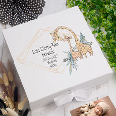 Personalised Baby Keepsake Memory Box Cute Giraffes UV-817