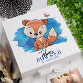 ukgiftstoreonline Personalised Baby Boy Cute Fox Design Keepsake Memory Box