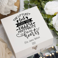 ukgiftstoreonline Personalised Baby Memorial Remembrance The Littlest Feet Keepsake Memory Box Keepsake Memory Box ukgiftstoreonline Wood Box Medium