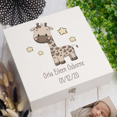 ukgiftstoreonline Personalised Baby Gift Keepsake Memory Box With Baby Giraffe