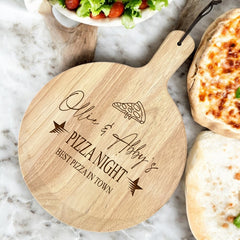 Large Personalised Pizza Night Paddle Wooden Serving Board, Personalized Pizza Board, For Couples New Home Anniversary etc