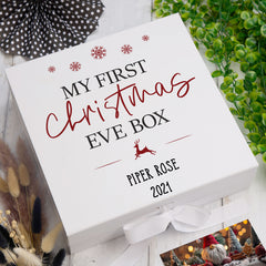 ukgiftstoreonline Personalised My First Christmas Eve Box With Reindeer & Snowflakes Design