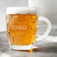 Personalised Engraved Grandad Dimple Beer Mug Glass Gift