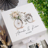 Personalised Wedding Box With Bicycle Design and Ribbon Closure