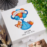 Personalised Welcome To The World Baby Boy Memory Keepsake Box With Fox