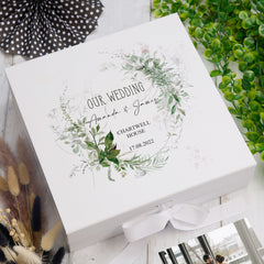 Personalised Wedding Keepsake Box Gift With Botanical Design