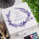 ukgiftstoreonline Personalised Lavender Wreath Birthday Gift Box Keepsake Memory Storage