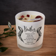 Beautiful Embellished Brother Memorial Remembrance Personalised Candle Gift
