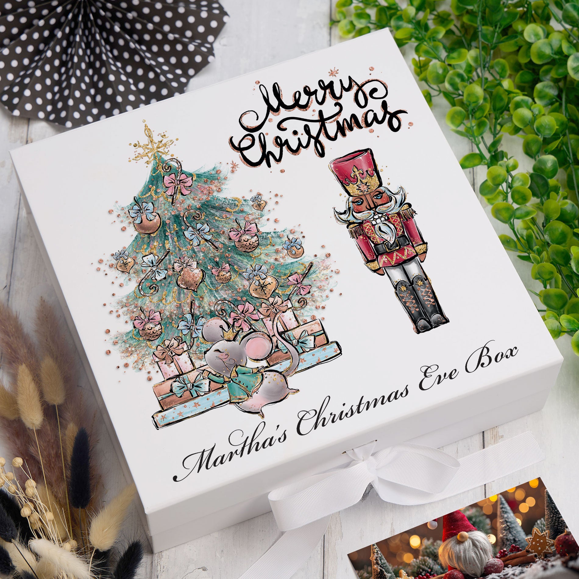 ukgiftstoreonline Personalised Boys Christmas Eve Box For Kids Keepsake Memory Box ukgiftstoreonline Ribbon Box Large