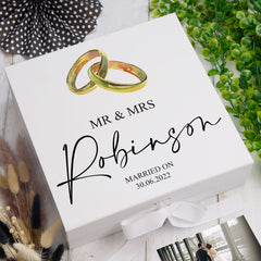 ukgiftstoreonline Personalised Wedding Keepsake Memory Box Gift with Gold Ring Design